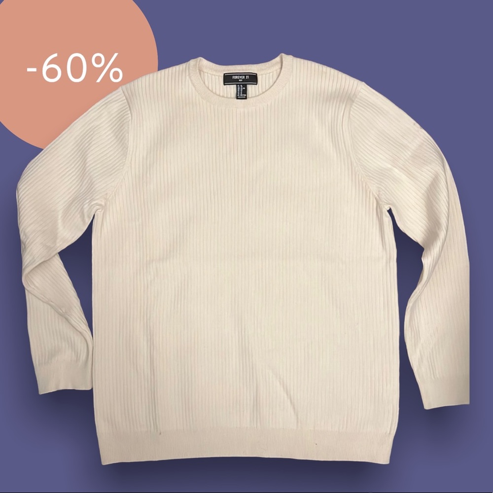 Forever 21 Cream Crew Sweater (XL)